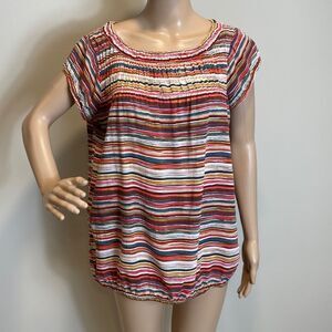 LOFT Ann Taylor colorful striped short sleeve top size M